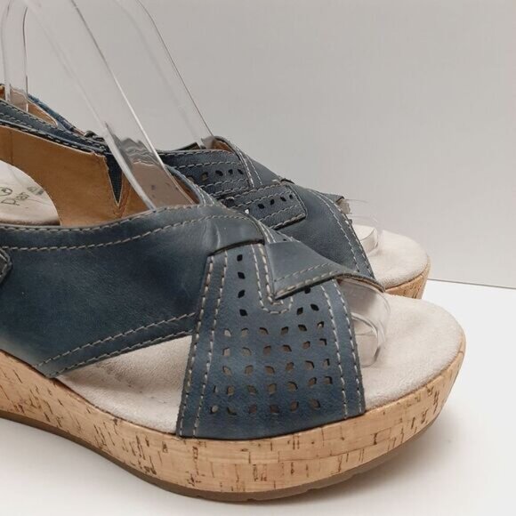 PLANET by EARTH Dawson Open Toe Wedge Slingback Sandals Blue Sz 9 M - Picture 5 of 13